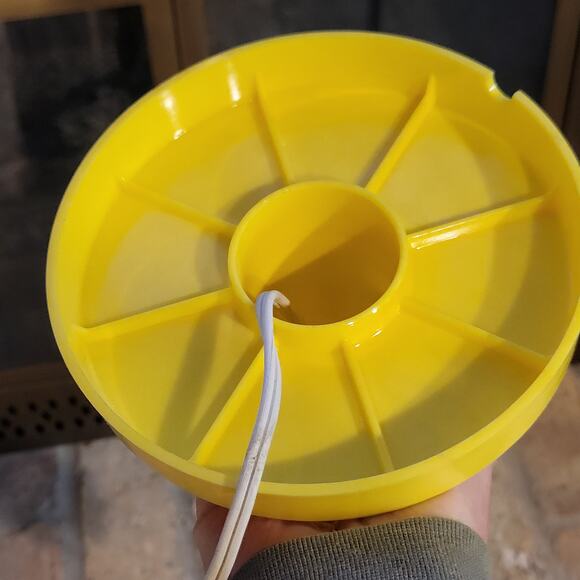 Retro Lamp Yellow Plastic Faux Wicker Shade - Picture 9 of 9